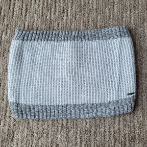 LL BEAN KNIT NECK WARMER INFINITY SCARF GAITER SHERPA LINING GREY